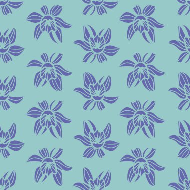 Vektör nane yeşili menekşe çiçekleri kusursuz desen 