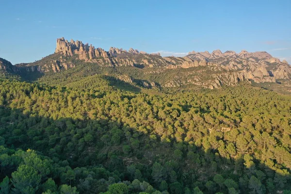 Sonnenuntergang Der Sierra Montserrat Einem Klaren Tag Dem Man Die — Stockfoto