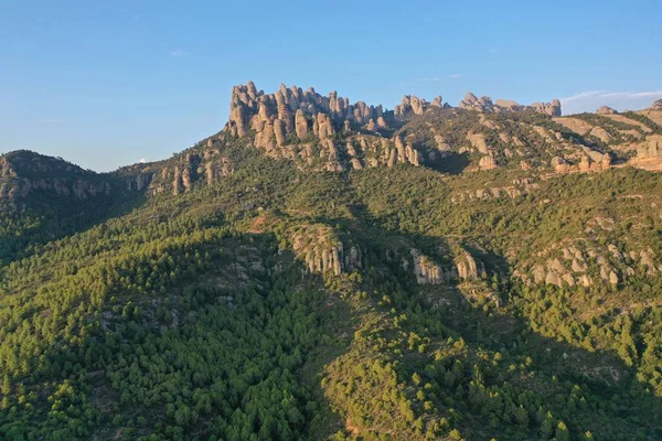 Sonnenuntergang Der Sierra Montserrat Einem Klaren Tag Dem Man Die — Stockfoto
