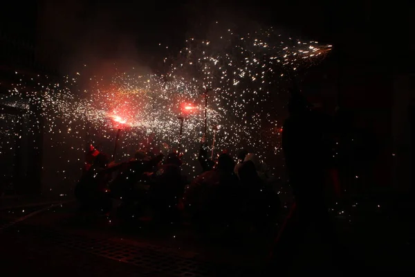Correfoc Parties Typical Firerecrackers Lights Towns — стоковое фото