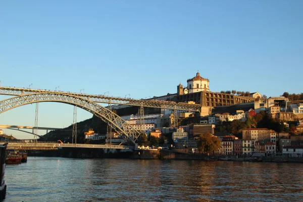 Незадолго Захода Солнца Мосту Порто — стоковое фото