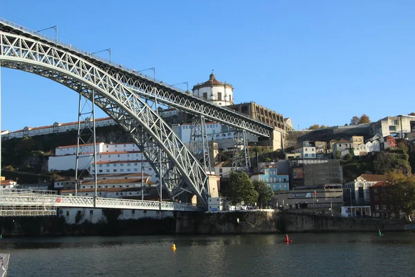 Momenti Prima Del Tramonto Sul Ponte Porto — Foto Stock