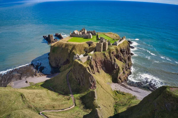 Castelo Dunnote Stonhaven Com Vista Aérea — Fotografia de Stock