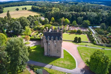 Crathes Castle near Banchory, Aberdeenshire, Scotland is a well-preserved 16th century clipart