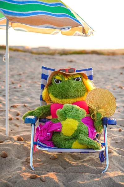 Güzel genç kız sahilde dinleniyor.