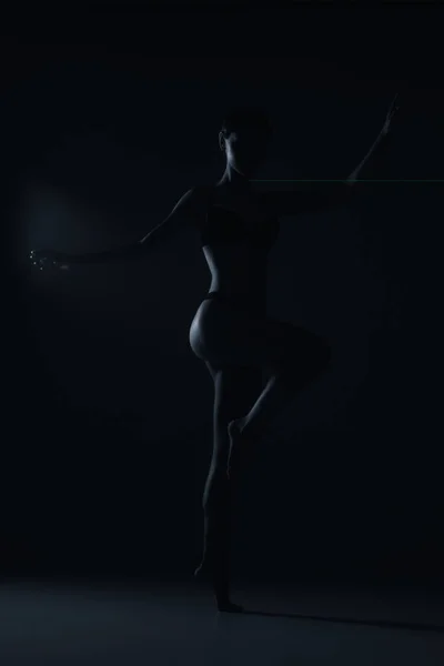 Silueta de mujer con piernas largas en ropa interior negra — Foto de Stock