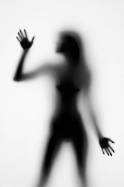 Güzel, genç ve seksi bir kadının silueti.