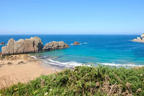 Красивый Панорамный Вид Дикий Пляж Севере Испании Стоковое Изображение