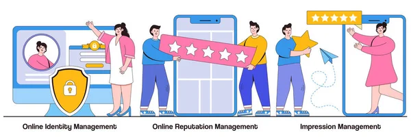 Online Identity Management Online Reputation Management Impression Management Konzept Mit — Stockvektor