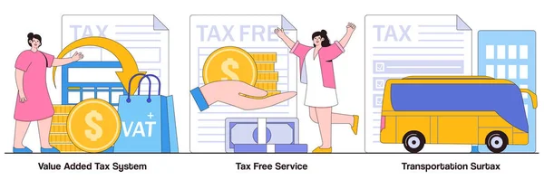 Sistema Impuesto Sobre Valor Añadido Servicio Libre Impuestos Conceptos Sobretasa — Vector de stock
