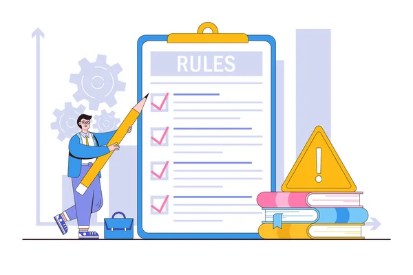 Rules Regulations Employee Policies Guidelines Legal Term Corporate Compliance Laws — Stock Vector