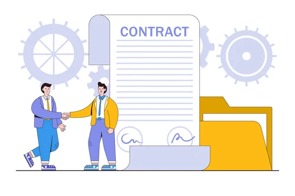 Executive Handshaking Business Transaction Agreement Partnership Document Success Negotiation Concepts — Stock vektor