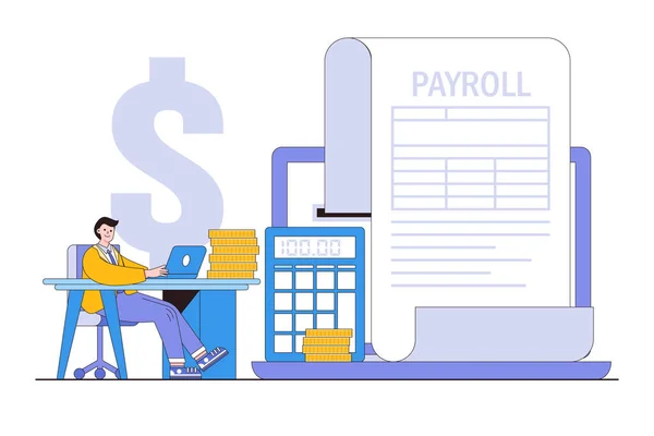 Salary Payroll System Employee Financial Wage Calculation Automatic Payment Administrative — Wektor stockowy