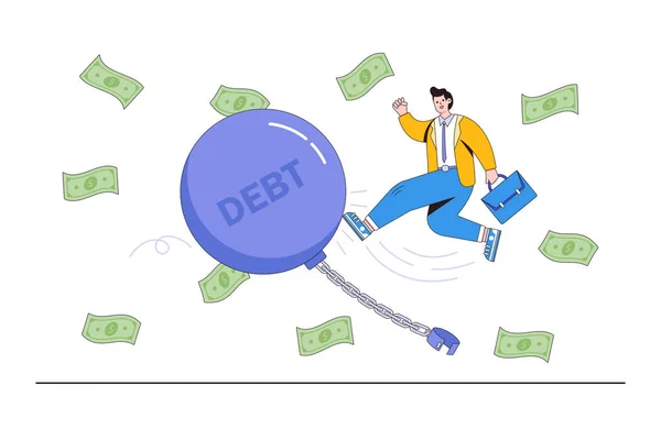 Debt Free Loan Mortgage Finding Way Solve Financial Problems Using — Stock Vector