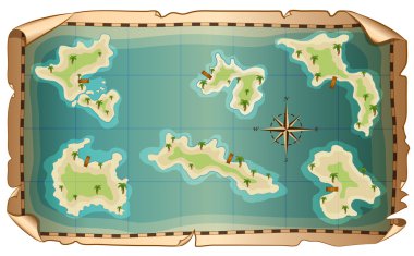 Illustration of  map of pirate with islands clipart