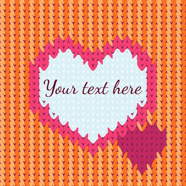 Vector background with knitted heart. — Stock Vector