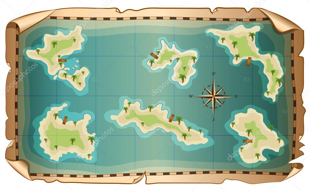 Illustration of  map of pirate with islands