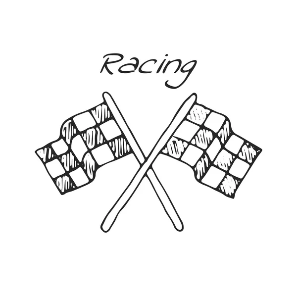 Racing vlajky ve výkresu styl — Stockový vektor