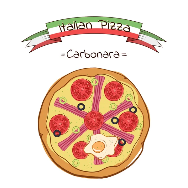 Piękna ilustracja włoska pizza Carbonara — Wektor stockowy
