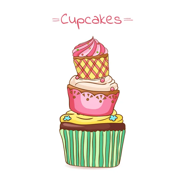 güzel illüstrasyon piramit cupcakes