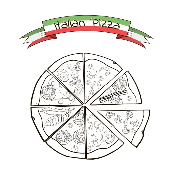 dilim pizza çizim tarzı farklı dolguları ile