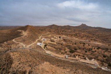 Tunus 'un güney bölgesindeki Dahar manzarası 