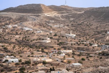 Tunus 'un güney bölgesindeki Dahar manzarası 