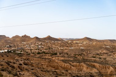 Tunus 'un güney bölgesindeki Dahar manzarası 