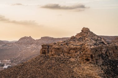 Tunus 'un güney bölgesindeki Dahar manzarası 