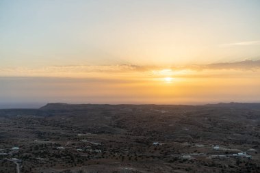 Tunus 'un güney bölgesindeki Dahar manzarası 