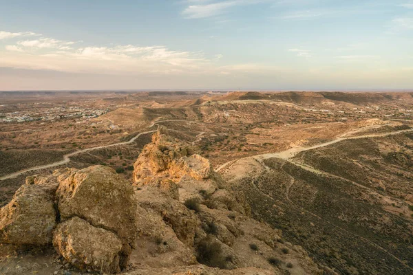 Tunus 'un güney bölgesindeki Dahar manzarası 