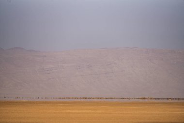 Chott Jerid 'in güney Tunus' taki endorheik tuz gölü manzarası. - Tozeur Valiliği - Tunus 