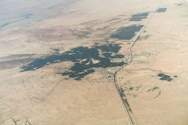 Αεροφωτογραφία Της Ερήμου Του Tozeur Και Του Φοινικόδασους Της Δυτική — Φωτογραφία Αρχείου