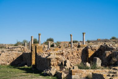 Kuzey Tunus 'ta Thuburbo Majus büyük Roma bölgesi