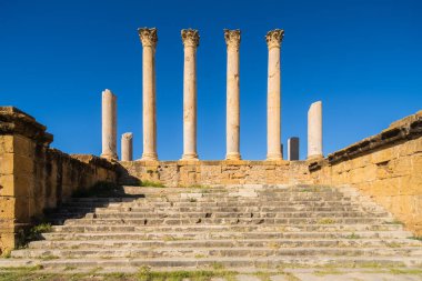 Kuzey Tunus 'ta Thuburbo Majus büyük Roma bölgesi