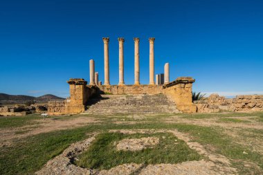 Kuzey Tunus 'ta Thuburbo Majus büyük Roma bölgesi