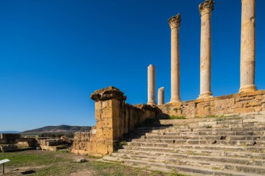 Kuzey Tunus 'ta Thuburbo Majus büyük Roma bölgesi