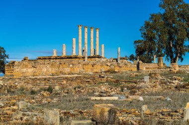 Kuzey Tunus 'ta Thuburbo Majus büyük Roma bölgesi
