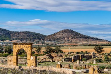 Kuzey Tunus 'ta Thuburbo Majus büyük Roma bölgesi