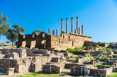 Kuzey Tunus 'ta Thuburbo Majus büyük Roma bölgesi