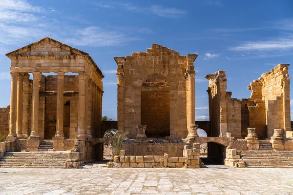 Ερείπια Της Αρχαίας Πόλης Sufetula Σύγχρονη Sbeitla Τυνησία Εικόνα Αρχείου