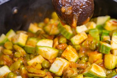 various traditional Tunisian dish with various ingredients of the country.