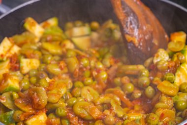 various traditional Tunisian dish with various ingredients of the country.