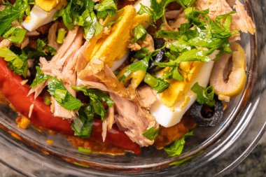 various traditional Tunisian dish with various ingredients of the country.