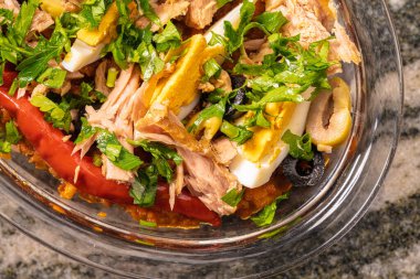 various traditional Tunisian dish with various ingredients of the country.