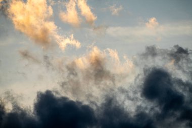 colorful fluffy clouds on blue sky in summer
