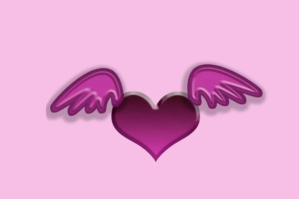 Pink Background Heart Wings — Zdjęcie stockowe