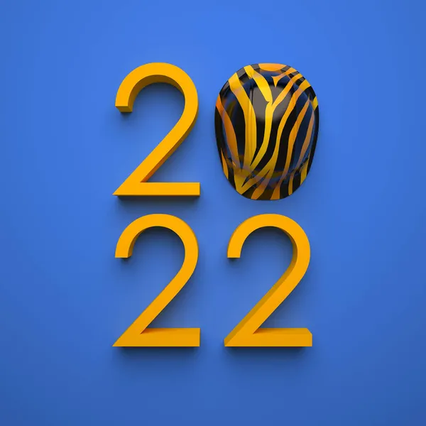 Creative 2022 Новий Дизайн Шаблону Тигровим Смугастим Захисним Шоломом Синьому — стокове фото