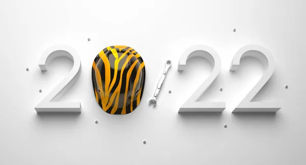 Modèle Créatif 2022 Nouvel Avec Casque Protection Rayé Tigre Sur — Photo