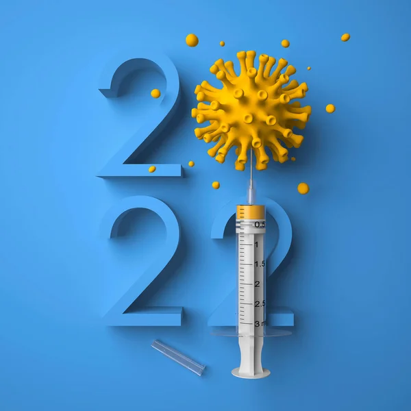 2021 2022 Nowy Rok Rozwoju Farmakologii Covid Szczepienie Globalne Szczepionki — Zdjęcie stockowe